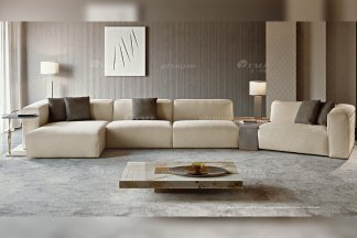 時尚輕奢家具意大利100%純進口別墅家具品牌客廳高彈海棉布藝轉角沙發(fā)系列！