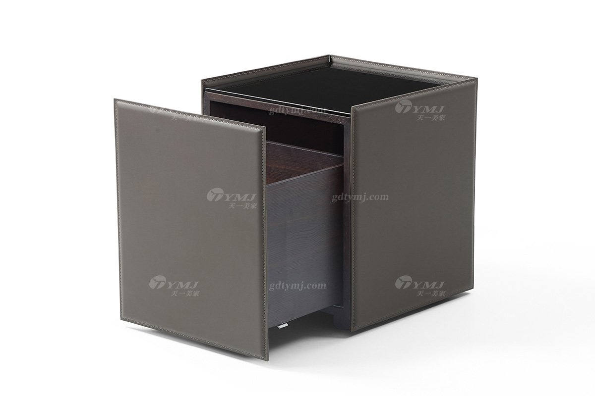 極簡風(fēng)格品牌高級(jí)別墅會(huì)所家具現(xiàn)代簡約皮藝茶幾LT1907-3方幾